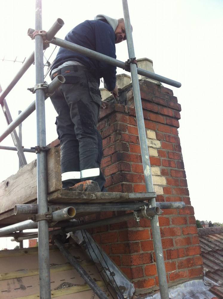 scaffolding on chimney