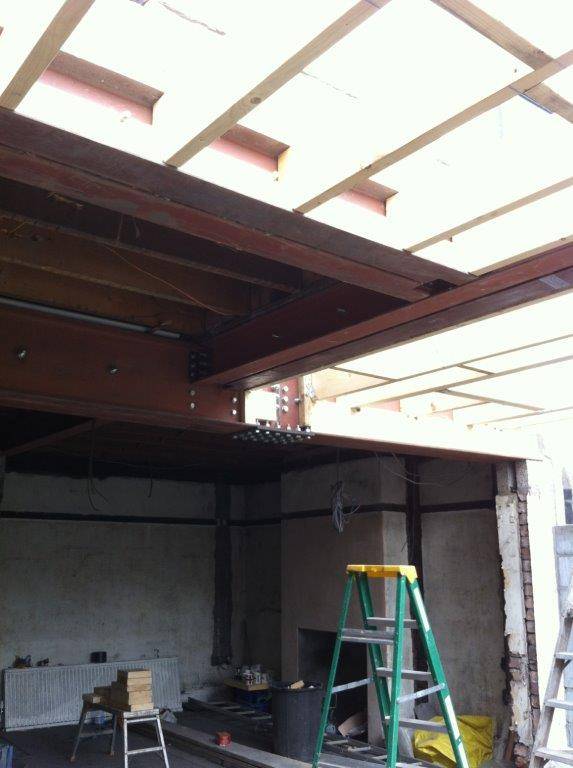 steel supporting beam installed