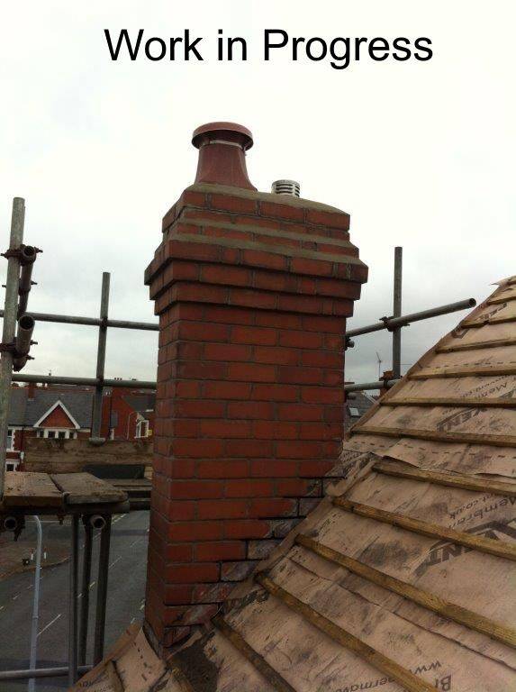 red brick chimney work in progress